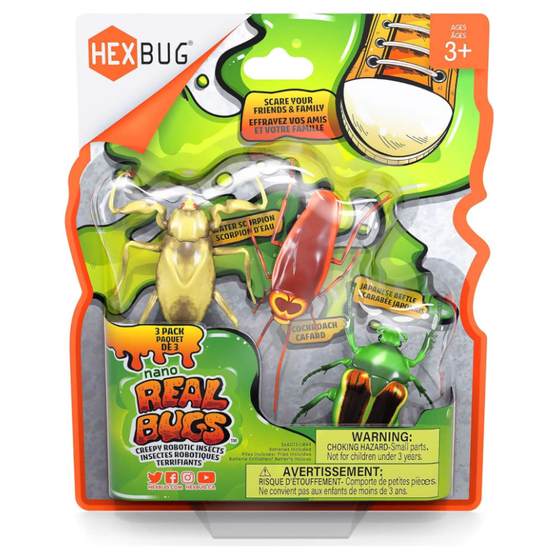 Hex Bots HEXBUG Interaktīvā rotaļlieta Nano reālistiskās vaboles, 3-paka