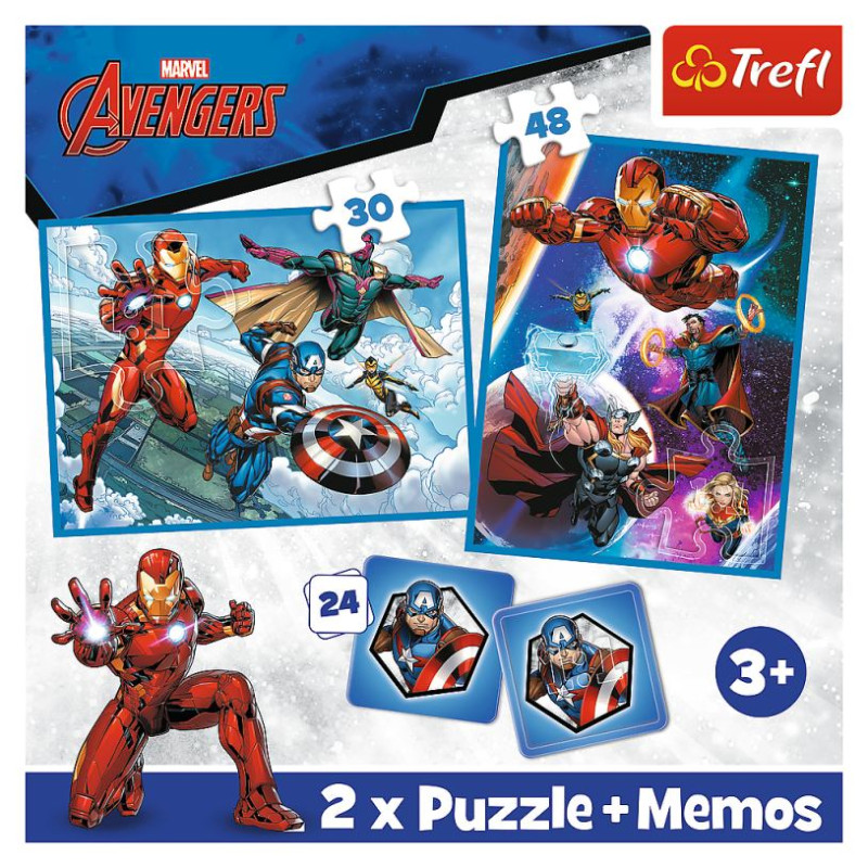 Trefl AVENGERS Puzles komplekts 30 gab + 48 gab + 24 memo