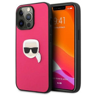 Karl Lagerfeld Leather Ikonik Karl's Head Metal Case for iPhone 13 Pro / 13 6.1" - Pink