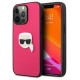 Karl Lagerfeld Leather Ikonik Karl's Head Metal Case for iPhone 13 Pro / 13 6.1" - Pink