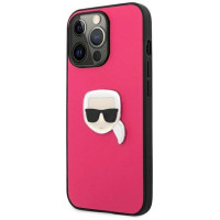 Karl Lagerfeld Leather Ikonik Karl's Head Metal Case for iPhone 13 Pro / 13 6.1" - Pink