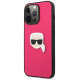 Karl Lagerfeld Leather Ikonik Karl's Head Metal Case for iPhone 13 Pro / 13 6.1" - Pink