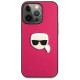 Karl Lagerfeld Leather Ikonik Karl's Head Metal Case for iPhone 13 Pro / 13 6.1" - Pink