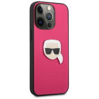 Karl Lagerfeld Leather Ikonik Karl's Head Metal Case for iPhone 13 Pro / 13 6.1" - Pink