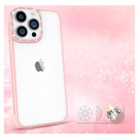 Kingxbar Sparkle Series case iPhone 13 Pro with crystals back cover pink