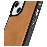 Icarer Leather Oil Wax case covered with natural leather for iPhone 14 brown (WMI14220717-TN)