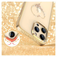 Kingxbar Silicone case with Swarovski crystals Kingxbar Wish Series for iPhone 14 Plus - gold