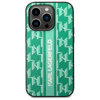 Karl Lagerfeld Monogram Stripe iPhone 14 Pro Case - Green