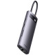 Baseus HUB 8in1 Baseus StarJoy USB-C to USB-C PD / 3x USB-A / HDMI / RJ-45 / SD TF - gray