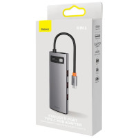 Baseus HUB 8in1 Baseus StarJoy USB-C to USB-C PD / 3x USB-A / HDMI / RJ-45 / SD TF - gray