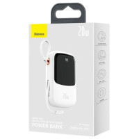 Baseus Qpow Digital Display Power Bank with Fast Charging 20000mAh 20W QC/PD/SCP/FCP with Built-in Lightning Cable White