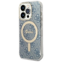 Guess Set Guess GUBPP14XH4EACSB Case+ Charger iPhone 14 Pro Max 6.7" blue/blue hard case 4G Print MagSafe