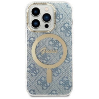 Guess Set Guess GUBPP14XH4EACSB Case+ Charger iPhone 14 Pro Max 6.7" blue/blue hard case 4G Print MagSafe