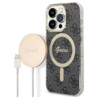 Guess Set Guess GUBPP14XH4EACSK Case+ Charger iPhone 14 Pro Max 6.7" black/black hard case 4G Print MagSafe