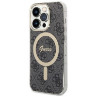 Guess Set Guess GUBPP14XH4EACSK Case+ Charger iPhone 14 Pro Max 6.7" black/black hard case 4G Print MagSafe