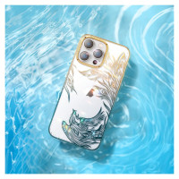 Kingxbar Luxury iPhone 14 Plus Case with Kingxbar Phoenix Crystals - Gold and Blue