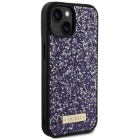 Guess Rhinestone Metal Logo iPhone 15 Case - Pink