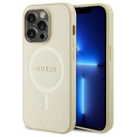 Guess GUHMP15LPSAHMCB iPhone 15 Pro 6.1" gold/gold hardcase Saffiano MagSafe