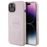 Guess Saffiano MagSafe case for iPhone 15 Plus - pink