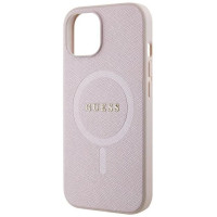 Guess Saffiano MagSafe case for iPhone 15 Plus - pink
