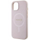 Guess Saffiano MagSafe case for iPhone 15 Plus - pink