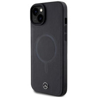 Mercedes Smooth Leather MagSafe case for iPhone 15 Plus - black