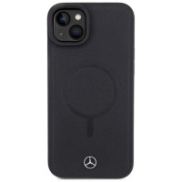 Mercedes Smooth Leather MagSafe case for iPhone 15 Plus - black