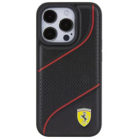Ferrari Perforated Waves Metal Logo case for iPhone 15 Pro - black