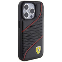 Ferrari Perforated Waves Metal Logo case for iPhone 15 Pro - black