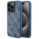 Guess 4G Collection Leather Metal Logo MagSafe Case for iPhone 14 Pro - Blue