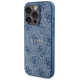 Guess 4G Collection Leather Metal Logo MagSafe Case for iPhone 14 Pro - Blue