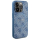 Guess 4G Collection Leather Metal Logo MagSafe Case for iPhone 14 Pro - Blue