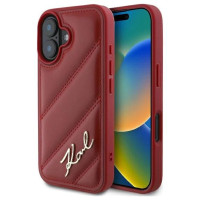 Karl Lagerfeld Diagonal Quilted Script iPhone 16 Case - Red
