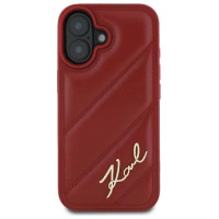 Karl Lagerfeld Diagonal Quilted Script iPhone 16 Case - Red