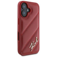Karl Lagerfeld Diagonal Quilted Script iPhone 16 Case - Red