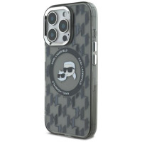 Karl Lagerfeld IML Monogram Karl & Choupette Head MagSafe Case for iPhone 16 Pro Max - Black