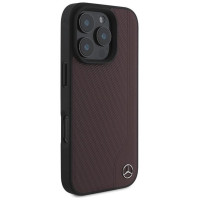 Mercedes MB Wood Imitation Leather MagSafe iPhone 16 Pro Case - Red