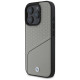 BMW Sign Leather Textured and Line MagSafe Case for iPhone 16 Pro Max - Gray