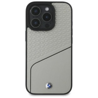 BMW Sign Leather Textured and Line MagSafe Case for iPhone 16 Pro Max - Gray