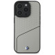 BMW Sign Leather Textured and Line MagSafe Case for iPhone 16 Pro Max - Gray