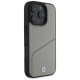 BMW Sign Leather Textured and Line MagSafe Case for iPhone 16 Pro Max - Gray
