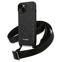 Karl Lagerfeld Monogram Plaque Logo Strap Case for iPhone 14 / 15 / 13 6.1" - Black