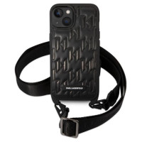 Karl Lagerfeld Monogram Plaque Logo Strap Case for iPhone 14 / 15 / 13 6.1" - Black