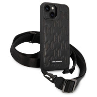 Karl Lagerfeld Monogram Plaque Logo Strap Case for iPhone 14 / 15 / 13 6.1" - Black