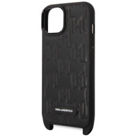 Karl Lagerfeld Monogram Plaque Logo Strap Case for iPhone 14 / 15 / 13 6.1" - Black