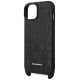 Karl Lagerfeld Monogram Plaque Logo Strap Case for iPhone 14 / 15 / 13 6.1" - Black