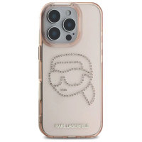 Karl Lagerfeld IML Rhinestones Karl Head Case for iPhone 16 Pro Pink