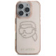 Karl Lagerfeld IML Rhinestones Karl Head Case for iPhone 16 Pro Pink