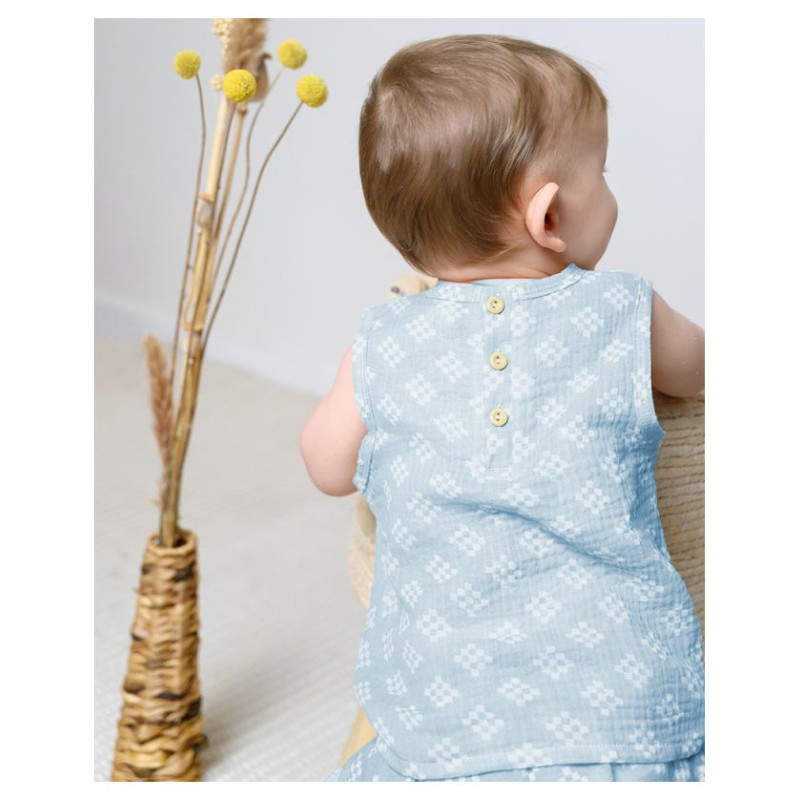 Lodger Tank Topper Tribe Muslin vasaras mazuļu krekliņ&scaron; bez piedurknēm, Ice Flow, 74 cm - TP 105_74