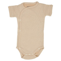 Lodger Romper Ciumbelle, adītas kokvilnas bodijs ar īsām piedurknēm, Ivory, 74 cm - RFC 069_74